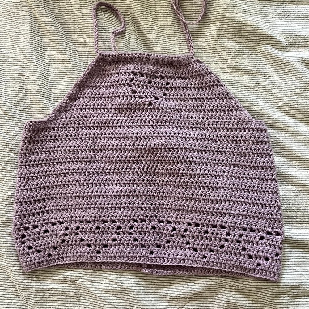 Handmade Purple Heart Cropped Halter Top